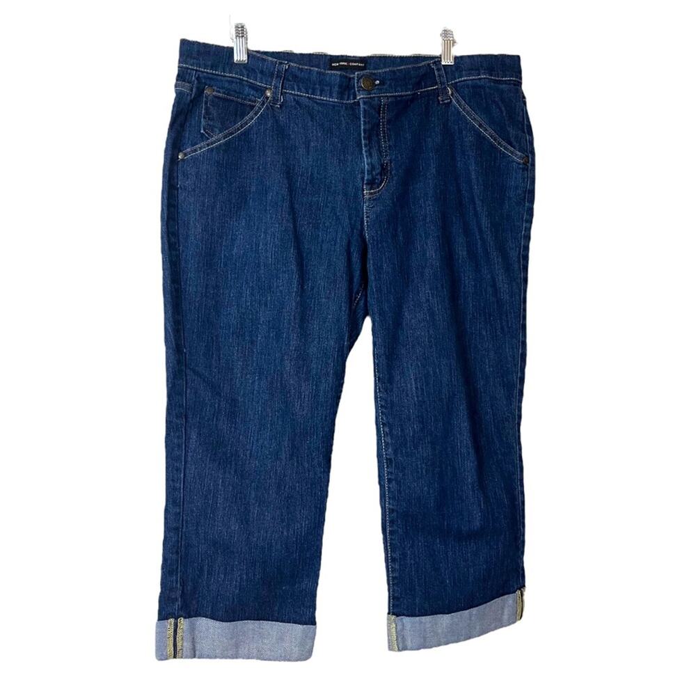New York & Company Cuff Crop Jeans Medium Blue Mid Rise Women's Size 14 Plus